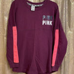 PINK - Victoria's Secret  maroon block logo crewneck sweater, size M Photo 0