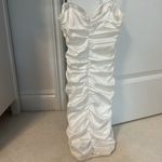 Oh Polly  Satin Ruched White Mini Dress Photo 9