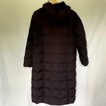 Lands' End full length black puffer coat women's size M hooded pockets winter Photo 9
