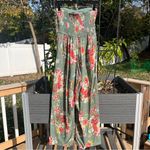 BOG Collective Women’s Strapless Floral Boho Jumpsuit Romper w Pockets Size XS Green Photo 5