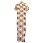 Peppermayo NWT  Into The City Mesh Maxi Dress Cocoa Cream Check Womens Size 6 NEW Photo 3