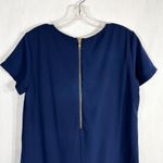 Lulus  Small Dress Navy Blue Shift Mini Short Sleeve Satin Back Zip‎ 43232 809 Photo 4