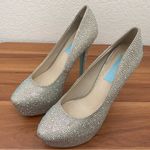 Betsey Johnson Blue WISH Crystals Champagne Platform Wedding Stilettos Size 8.5 Photo 7