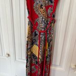 Lucky Brand  Red Paisley Belted Maxi‎ Dress Size Small Photo 2