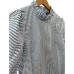 J.Crew  Organic Cotton Long Sleeve Ruffleneck Top Stripe Blue Size‎ XS Photo 5