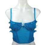 Forever 21 Blue Butterfly Applique Split Scoop Neck Corset Bustier Tank Top Sz S Photo 0