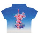 Gradient Orchid Print Pleated Top Blue Photo 3