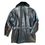 Tannery West 90s Black Leather Faux Fur Trim Coat size Small Photo 2