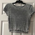 American Eagle Grey Ruffle Baby Tee Small Photo 0