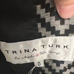 Trina Turk  Black &‎ White Chevron Wool Blend Cropped Blazer Photo 3