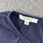 Pleione Blue Pleated Sleeveless Blouse Women's XL Round Neck Tank Top Photo 3