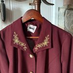Vintage Wine Tone Blouse with Metallic Embroidered Collar Purple Size 8 Photo 1
