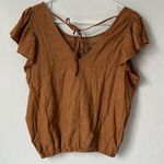 love on a hanger Lace Floral Embroidered Sheer Blouse Brown Size Small Photo 2