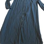 Gap Black Gauze Midi Length Dress Long Sleeve Button Down 100% Cotton Size Small Photo 3