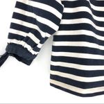 J.Crew Off the Shoulder Navy and White Striped Top with Tie Sleeve Detail S Photo 3