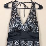 Betsy and Adam  Women’s Cocktail Evening Pattern Black Beige Fit Flare Halter Dress Photo 1