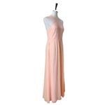 Lulus Lulu’s Evening Gown Halter Neck Maxi Sleeveless Chiffon Peach Pink Women’s Large Photo 2