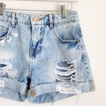 ZARA Basic Distressed Denim Shorts Y2K Photo 2