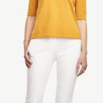 Ann Taylor NWT  Mustard Eylet  Short Sleeve Knit Top Photo 0