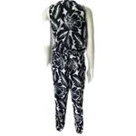 Gap Hawaiian Tropical Floral Print Elastic Drop Waist Tie Jumpsuit Pockets XS Photo 2