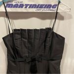 Laundry by Shelli Segal Beautiful Y2K silk accordion pleat black bow tie strapless classic luxury dress Photo 9