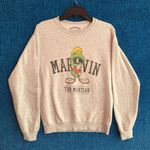 Marvin the Martian Looney Tunes cartoon crewneck sweater size S Gray Photo 0