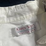 Karen Scott Cotton Rich White Shirt with Football Cheerleader Embroidery Medium Photo 2