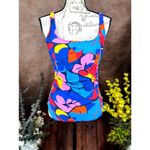 Nautica Bright Colorful Cross Back One Piece Swimsuit In to the Jungle size L Photo 6