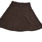 Athleta Chocolate Brown Shadow Soft Knit Nylon Spandex Athletic Faux Wrap Skirt Photo 1