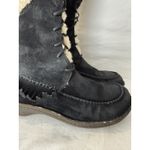UGG  Women’s Shoreline Boots Size 9 Black Suede Shearling Fringe Lace Up 5755 Photo 6