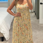 Pink Rose Yellow Floral Maxi Dress Photo 0