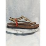 Sam Edelman Sandal Gigi T-Strap Woman's 8.5 Python Coral Leopard Boho Beach Photo 3