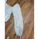 Sophie Rue Blue Floral Smocked Peplum Blouse Size S Puff Long Sleeve Photo 6