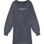 ZARA Washed Effect Sweatshirt Dress Size M Gray New 100% Cotton Photo 0