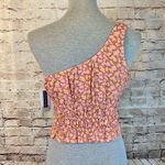 BP Womens Pink Tan Smocked One Shoulder Allison Floral Crop Top Size Small NWT Photo 4