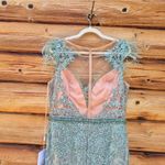 Mac Duggal  79230 Embellished Feather Cap Sleeve Illusion Neck Trumpet Gown Photo 8