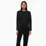 Aritzia Babaton  Rennie Satin Blouse Crepe Long Sleeve Black Top Capsule Size XS Photo 7