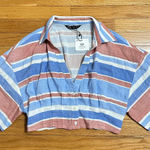 ZARA NWT  Woman’s  Striped Linen-Blend Cropped Shirt Size XS Photo 0