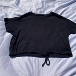 American Eagle  Ribbed Tie Front Black Top Photo 2