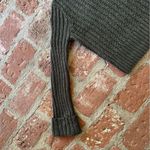 Free People Twisted Cable crop turtleneck sweater dark green gold metallic Small Photo 15