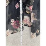 Cyn & Luca Women's Robe Sheer Black Floral Long Coverup Size XS Roses Photo 3