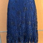 Miami NWT Mi Ami Navy & Black Floral Lace Ruffle Tier Midi Dress – Size Small Photo 5