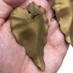 Vintage Unsigned Caladium Leaf Large Post Earrings Enamel Bohemian Boho Floral Multi Photo 4