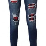 Judy Blue  Buffalo check skinny fit distressed jeans 1/25 Photo 0