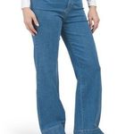Avec Les Filles  Flat Front High Rise Wide Leg Jeans Med Blue Wash Denim 26 NWOT Photo 0