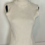 SILX AUGUST SILK CREAM RIBBED SLEEVELESS TURTLENECK BLOUSE OLD MONEY Photo 0