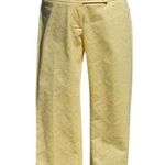 Cache  Yellow Textured Self Belt Crop Capri Pant New Stretch Cotton $88 NWT Photo 0