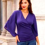 Grace Karin  Women 3/4 Chiffon Sleeve Dressy Blouse Wrap Elastic Shirt XL Photo 0