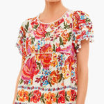 Farm Rio  Spring Bananas Floral Blouse Short Sleeve Size XS 100% Cotton Photo 0