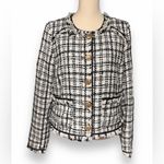 Walter Baker  Women Baca Jacket Size L Beige Tweed Fringe Trim Faux Leather Photo 1